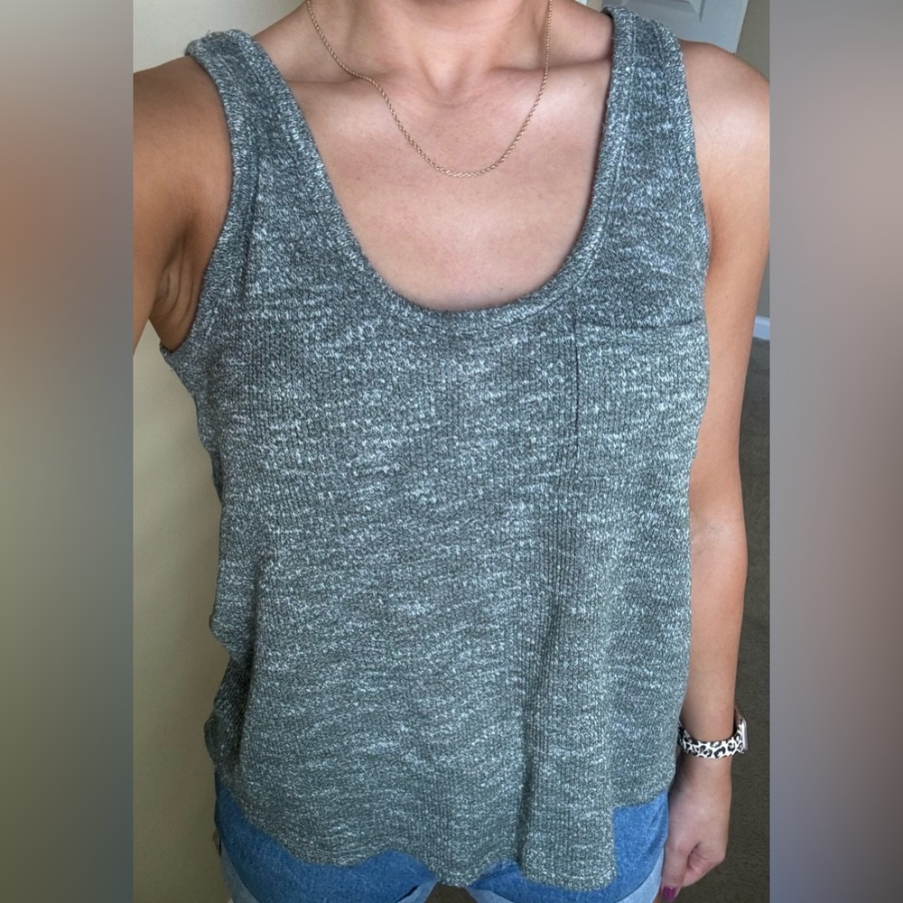 Olive green tank top with small pocket